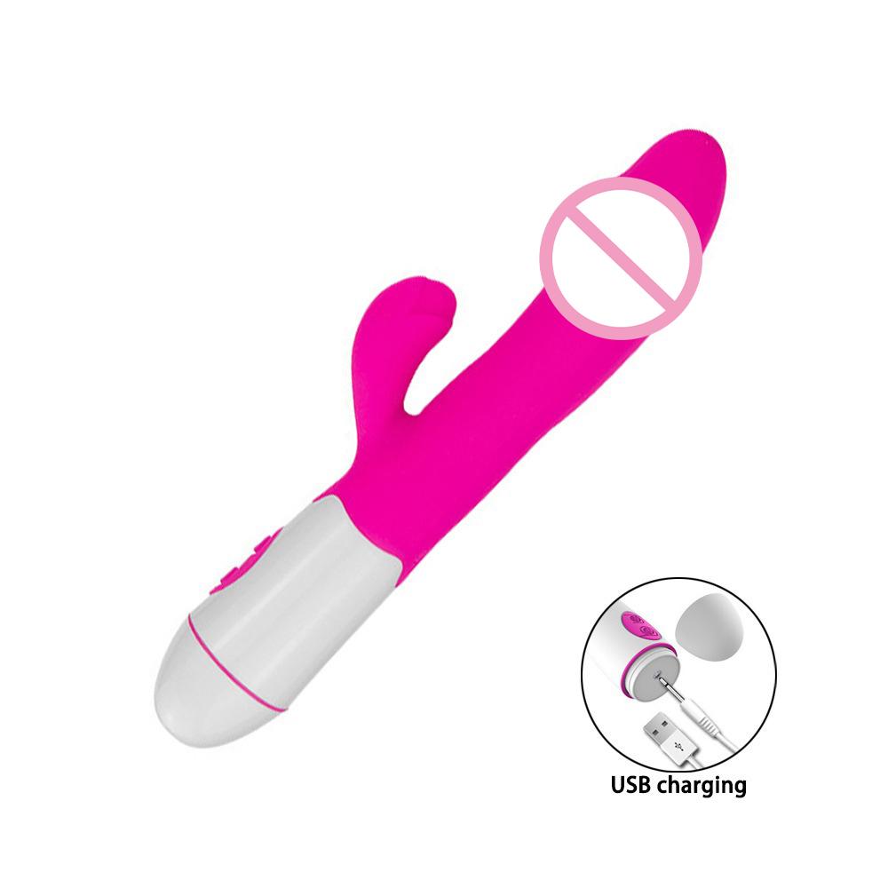 G Spot Vagina Massager AV Stick Clitoris Rechargeable Dildo Rabbit Vibrator Dual Vibration Sex Toys for Women Female Masturbator