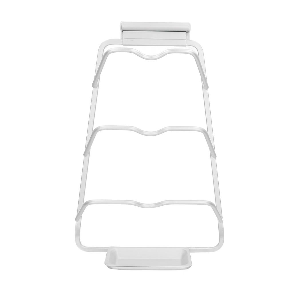Pot Lid Organizer 30kg Load 3 Lid Capacity S Shaped Trough Space Aluminum Pot Lid Holder with Drip