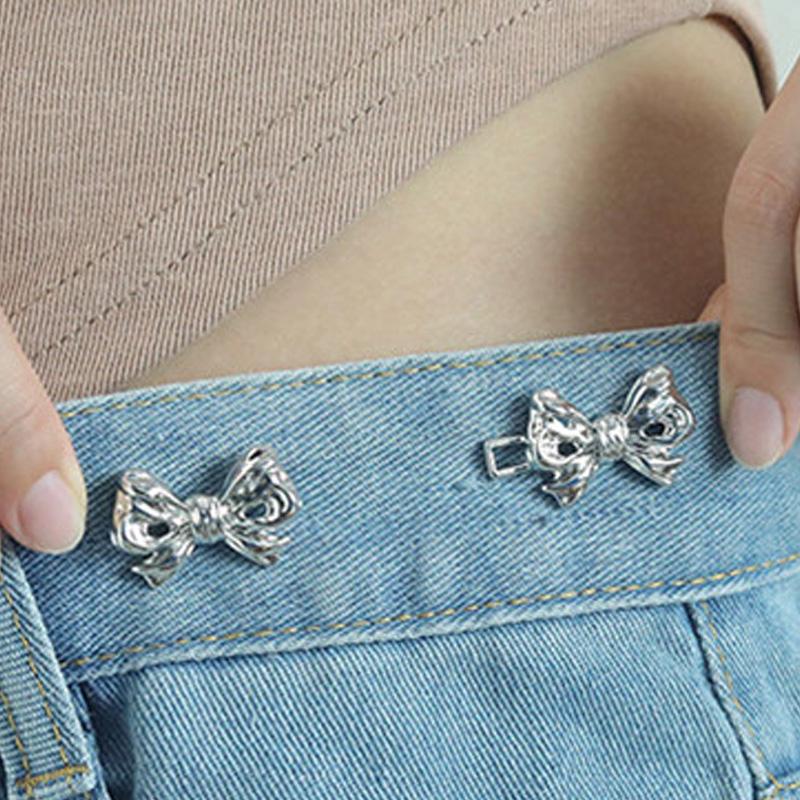 Bowknot Button Adjuster for Pants Skirts Waist Tightener Adjustable Waist Buckle for Jeans No Sewing Required Clothing Supplies