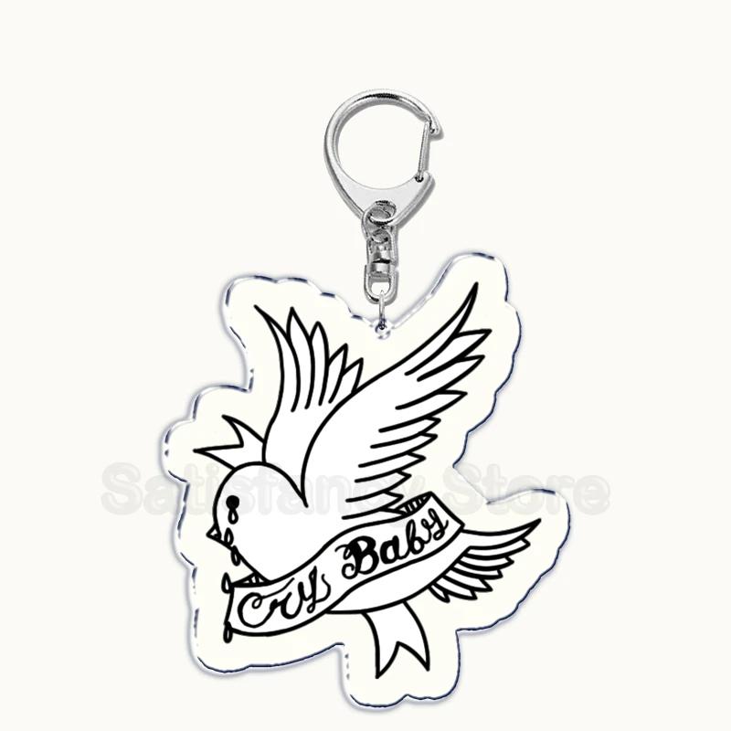 Lil Peep Rapper Acrylic Key Chain Pendant Key Ring Crybaby Hellboy Love Yikes Keychains Keyring for Bag Pendant Jewelry Gifts