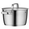 WMF Iconic Large Cooking with Metal Induction Cooking Large Cromargan Polished Stainless Uncoated Pot, 24cm, Lid, Pot, 5.6L, Pot, Steel,