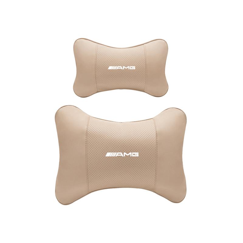 Car Memory Foam Headrest Car Neck Pillow Lumbar Support Pillow Accessories Car Hub Cap For Mercedes Benz AMG W214 W205 W204 W206