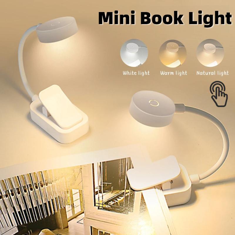 Mini-Clip-Buchlampe LED-Schreibtischlampe Augenschutz 3 Farben Batteriebetrieben Nachtlicht Tragbar Nachttisch Studenten-Leselampe