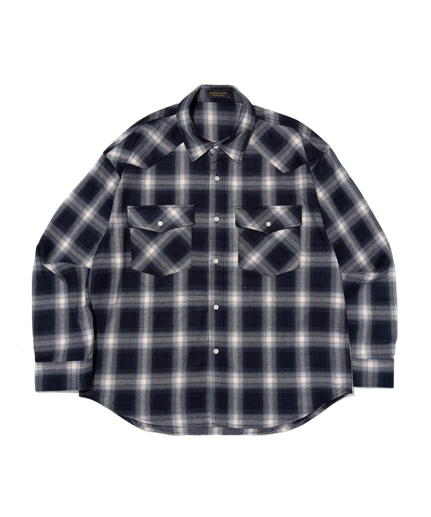 ANALOG MOOD Flannel Oversized Check Shirt (Navy)