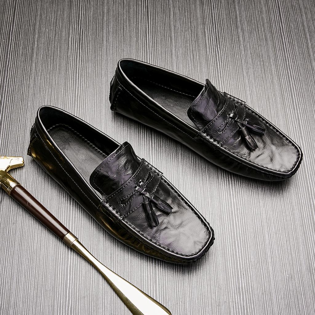 Leather Shoes Men'S Genuine Leather Soft Leather Business Casual Shoes Blue Soft Sole One Pedal Doudou Shoes Men