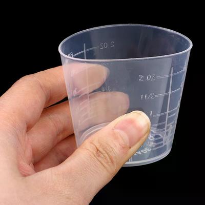 10Pcs 60ML Laboratory Plastic Graduated Measuring Cup Clear Scale Show
