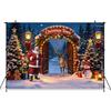 Santa Claus Reindeer Snow Gift Box Theme Banner Decoration Backdrop Birthday Party Home Decoration Photography Backdrop Cloth