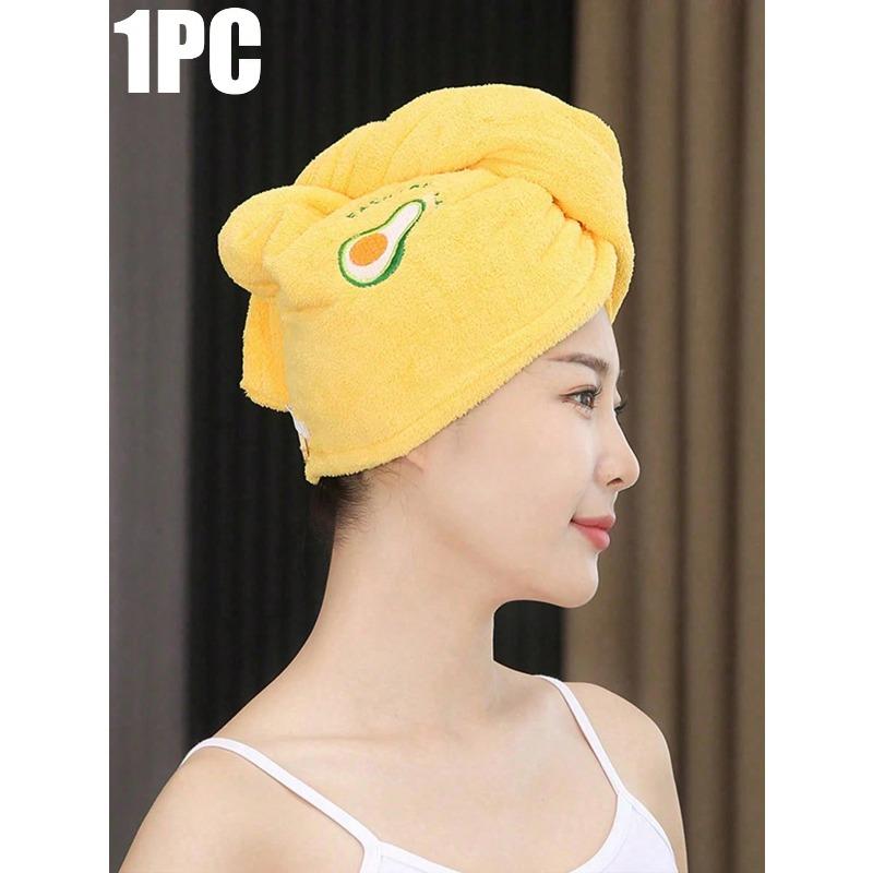 

Thickened Coral Fleece Cartoon Embroidered Hair Drying Cap Women Shower Cap, Water-Absorbing Triangle Hat Water-Absorbing Hair Drying Towel 1pc-yellow разноцветный