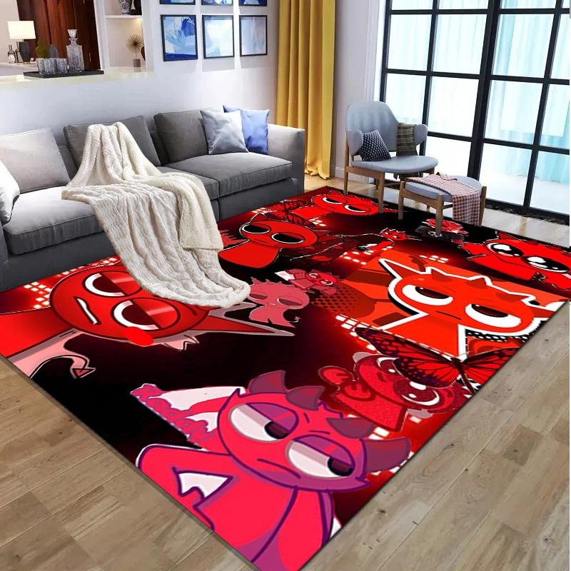 Sprunki Game Pattern Rug, Indoor/Outdoor Mat, for Picnic, Gameroom, Bedroom, Office, Living Room, Home Decor Carpet, Birthday Gift