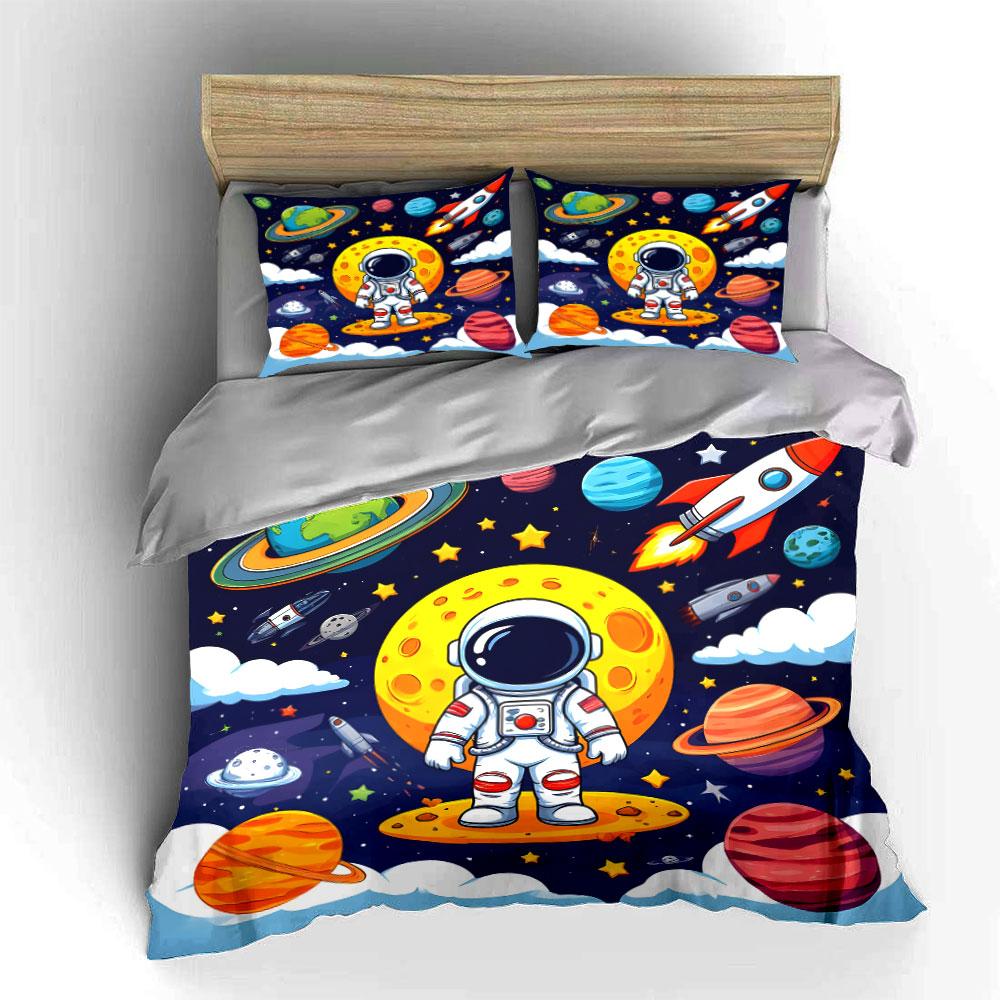 Space Adventure Outfit For Kids Kid'S And Adults' Bedroom Decor, Exquisite Three-Piece Bedding Set Gift