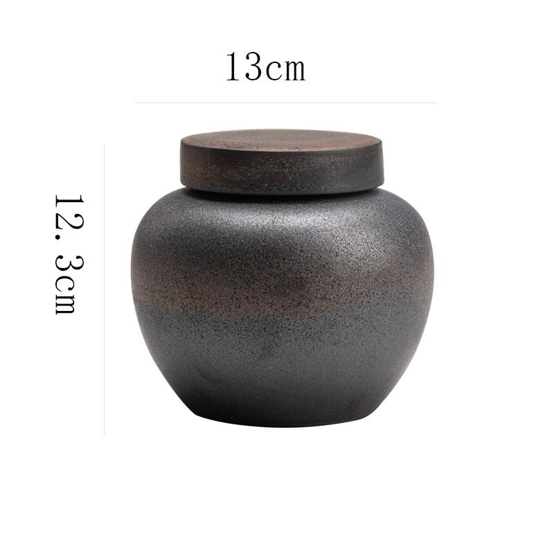 Chinese Vintage Ceramic Tea Caddy Golden Candy Jar Sealed Home Coffee Beans Nut Medicinal Herb Storage Bottle Kitchen Container