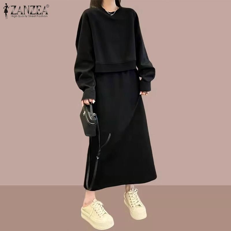 ZANZEA נשים סווטשירט וחצאית ארוכה חליפות שני חלקים