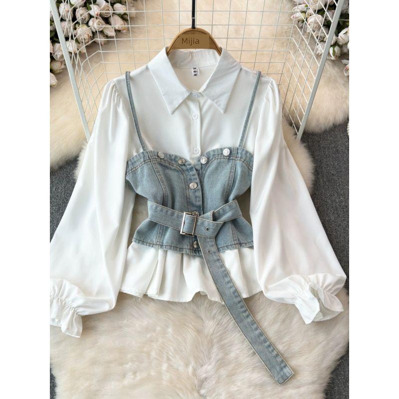 Age-Reducing Retro Denim Vest Loose Two-Piece Suit Sling