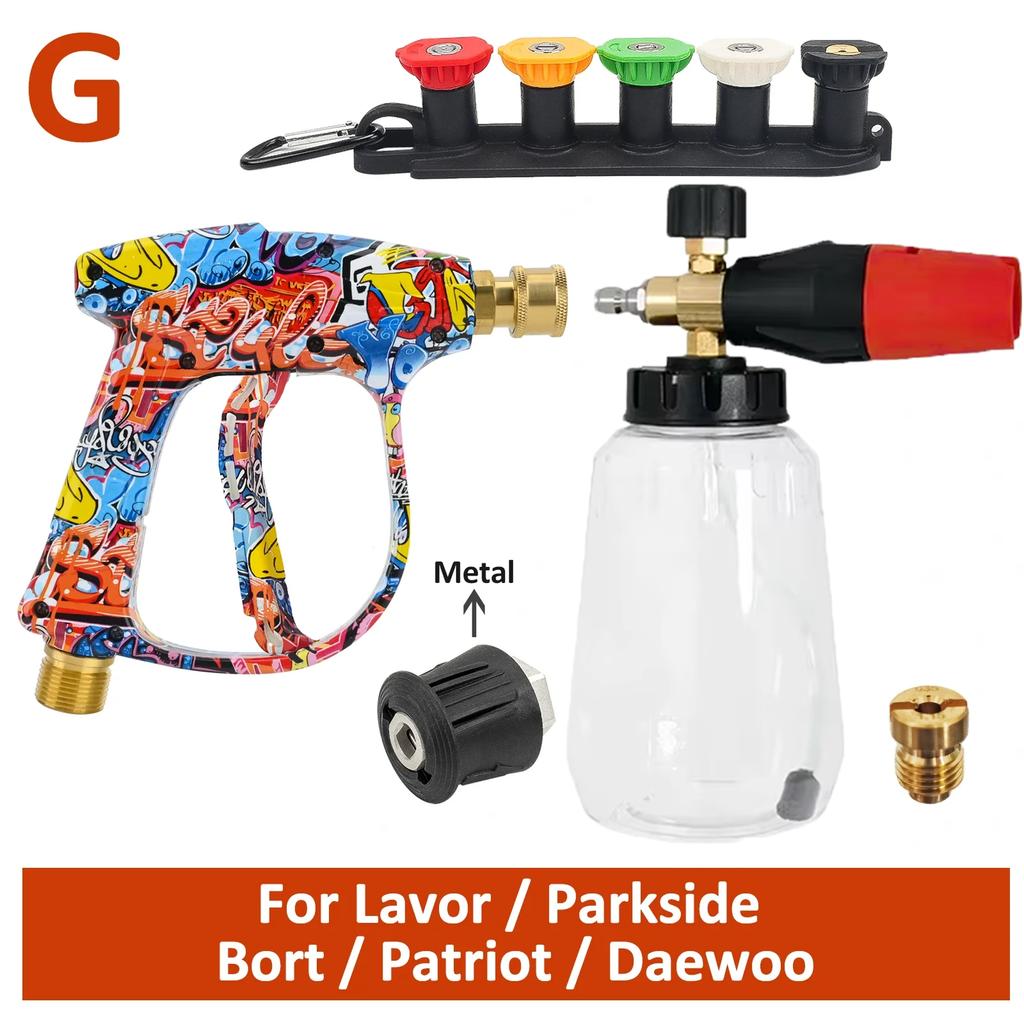 Vibrant Graffiti High-Pressure Foam Blaster for Karcher/Bosch/Lavor with Quick-Connect Nozzles,  Multi-Surface Cleaning Kit
