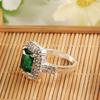 Women's Green Zircon Silver Plated Ring Fashion Wedding Bague Jewelry Gift