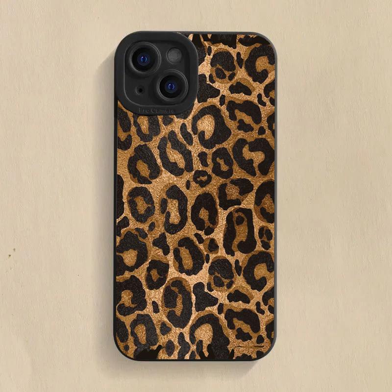 Brown Leopard Print Silicone Phone Case For iPhone 17 16 15 14 13 12 11 Pro Max 17Air 16E XS X XR 7 8 Plus Shockproof Soft Cover