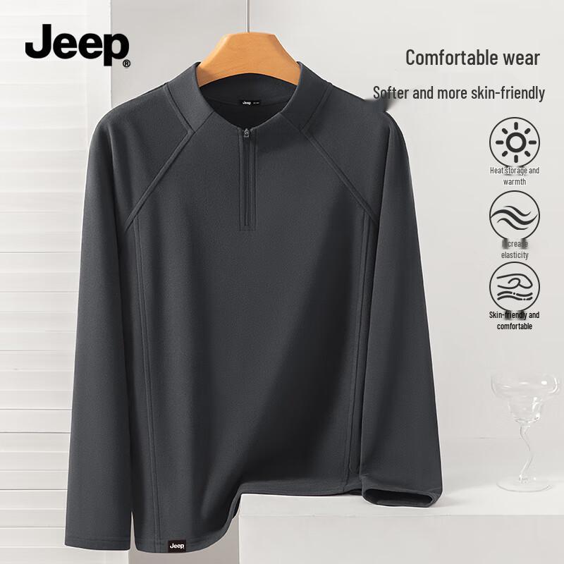 JEEP Men s Thermal Double-Sided Fleece 5A Anti-Bacterial Long-Sleeve T-Shirt XL