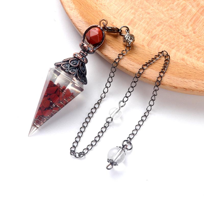Natural Stone Spirit Pendulum Pendant Latticed Chain Energy Luck Mysterious Reiki Resin For Jewelry Making Accessories Necklaces