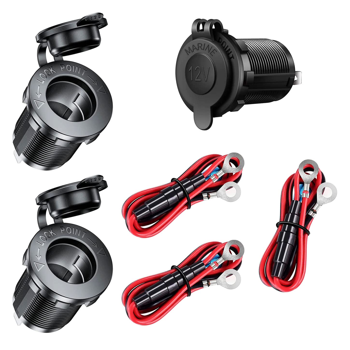 

GTIWUNG 3 шт. /24 В постоянного тока Водонепроницаемая розетка питания морского класса Розетка прикуривателя Подходит для лодки, мотоцикла, автомобиля, в комплекте соединительный кабель 60 см