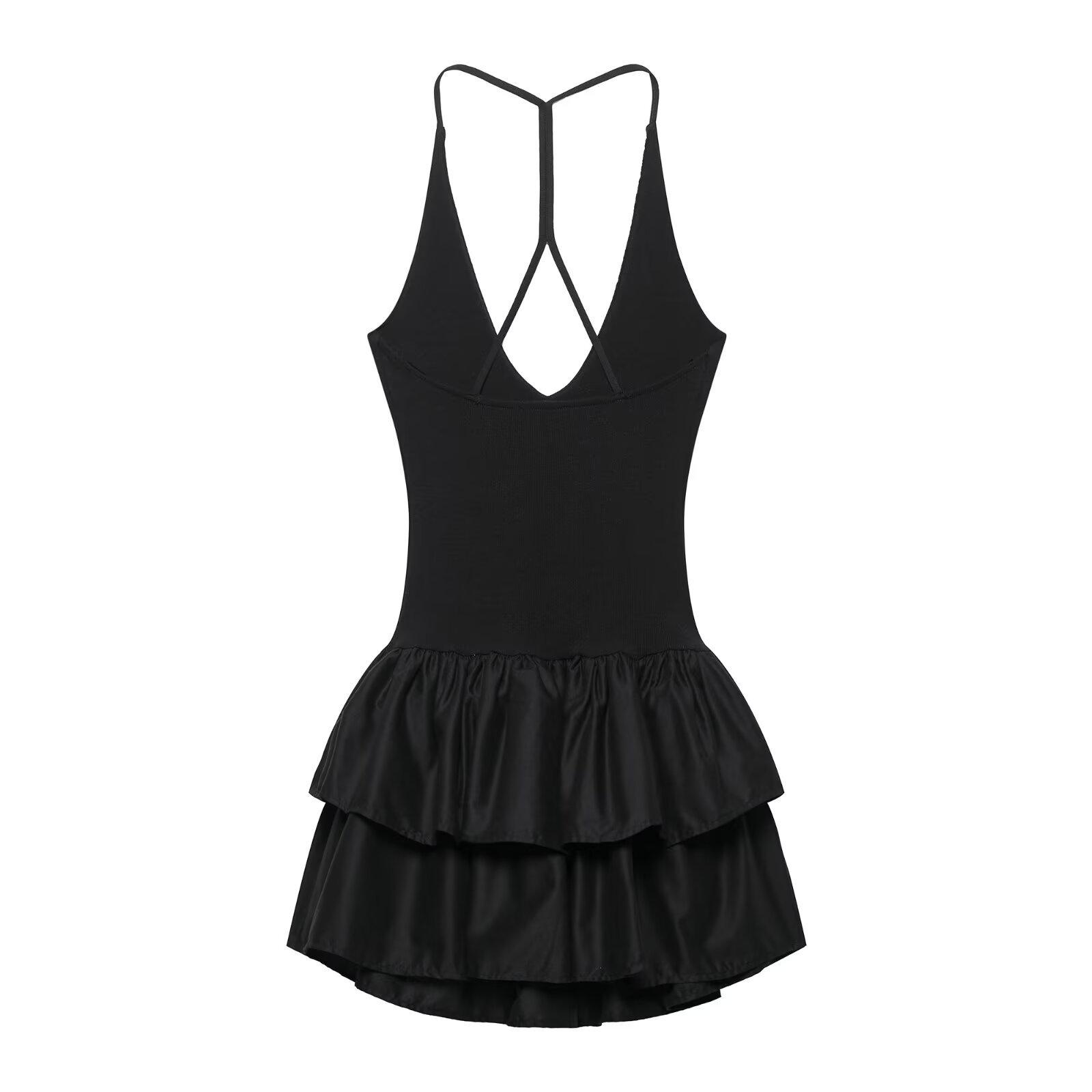 

Летнее облегающее платье-халтер 2025 для женщин: Европейская и американская мода XS чёрный