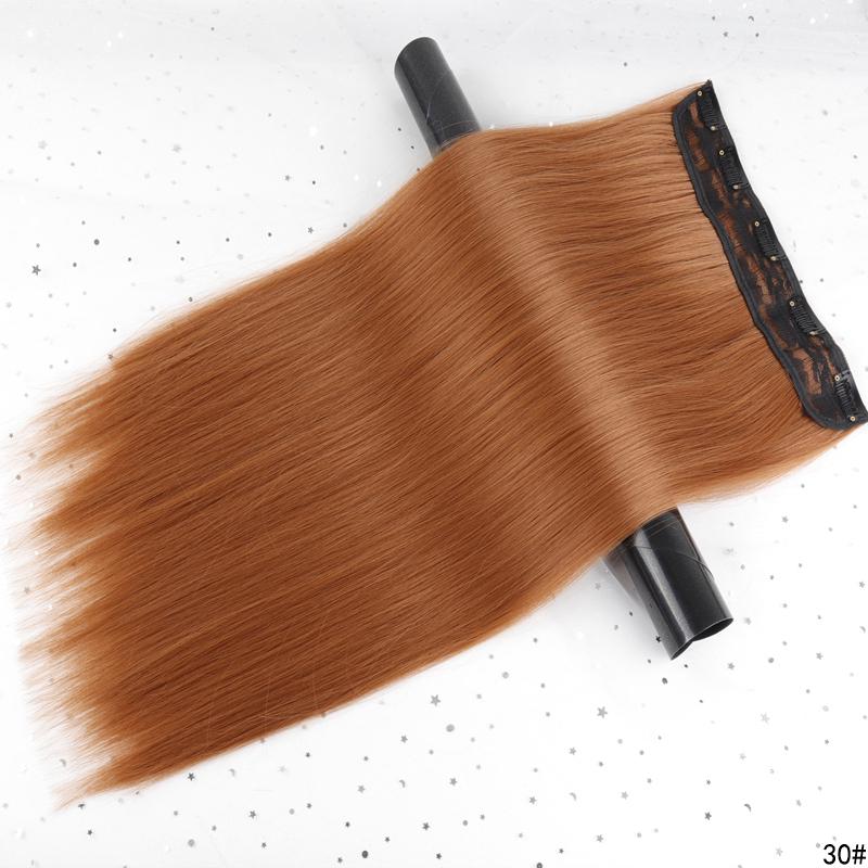 Clip de extensie de păr sintetic, lung și drept natural, în bucăți de păr pentru femei