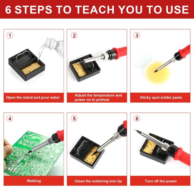 Digital Soldering Iron 80W with Switch Adjustable Temperature LCD Welding Tools Ceramic Heater Soldering Tips Tool