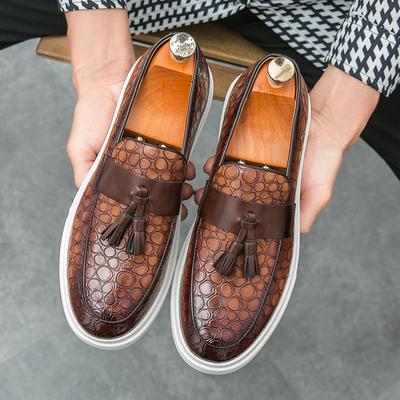 Moda Nuovi Arrivi Scarpe con Plateau Patchwork Frange Pelle Verniciata Sneakers da Camminata Uomo Calzature Zapatos Hombre