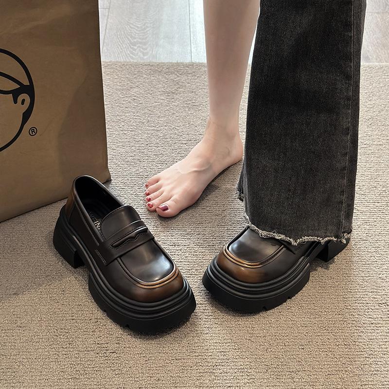 

Платформа Британский стиль маленькие кожаные туфли женские 2025 новая весна туфли-лодочки черные одинарные туфли Мэри Джейн женские туфли лоферы 40 коричневый