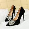Super High Heels Xishi Velvet Mature Sexy High Heels Rhinestone Bow Thin Heel Waterproof Platform Women's Singles Shoes Elegant