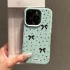 Black polka dot bow is suitable for iPhone17 Pro leather pattern mobile phone case 17 all-inclusive 15 large holes 16 soft case factory
