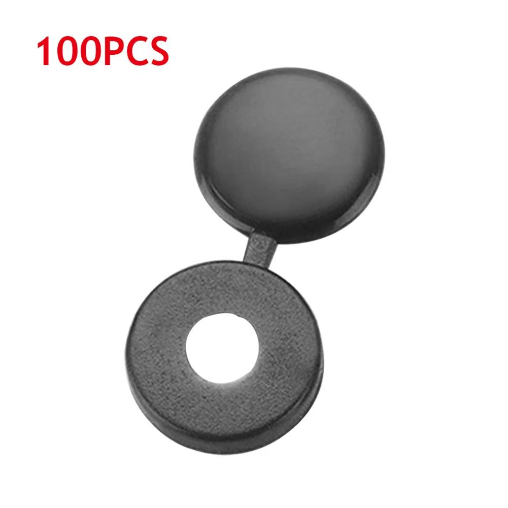 100pcs Hinged Plastic Screw Cap Cover Nuts Fold Snap Protective Cap Button For Car Furniture Decorative Nuts Bolts Hardware