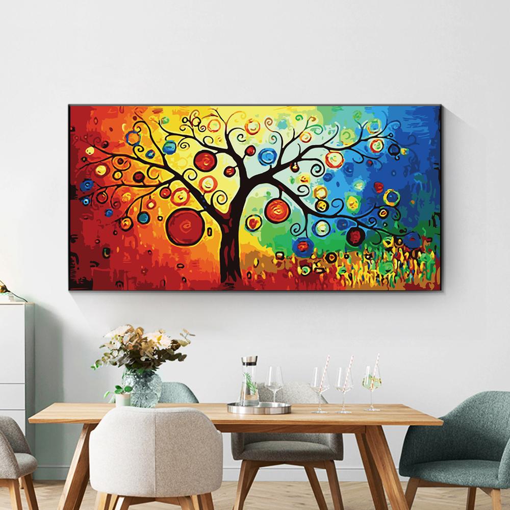 Abstract Colorful Tree Posters and Prints Painting On Canvas Wall Art Picture for Living Room Home Decor Unframed