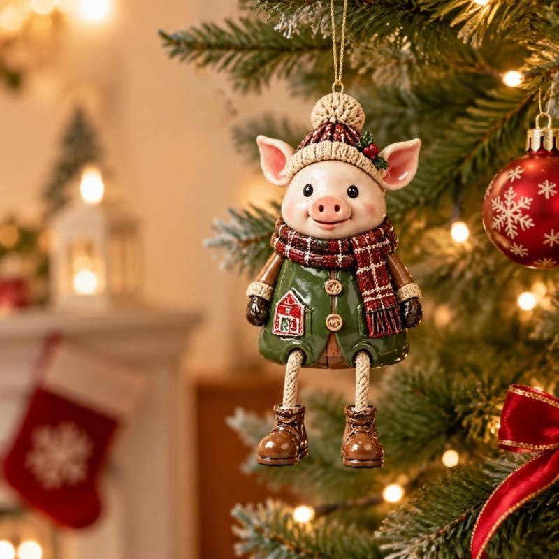 Christmas Resin Character Decoration with Separate Rope Legs, Figurine for Seasonal Home Displays