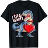 Valentines Day Dinosaur I Steal Hearts Boys Men Love T Rex Cotton Men T Shirt