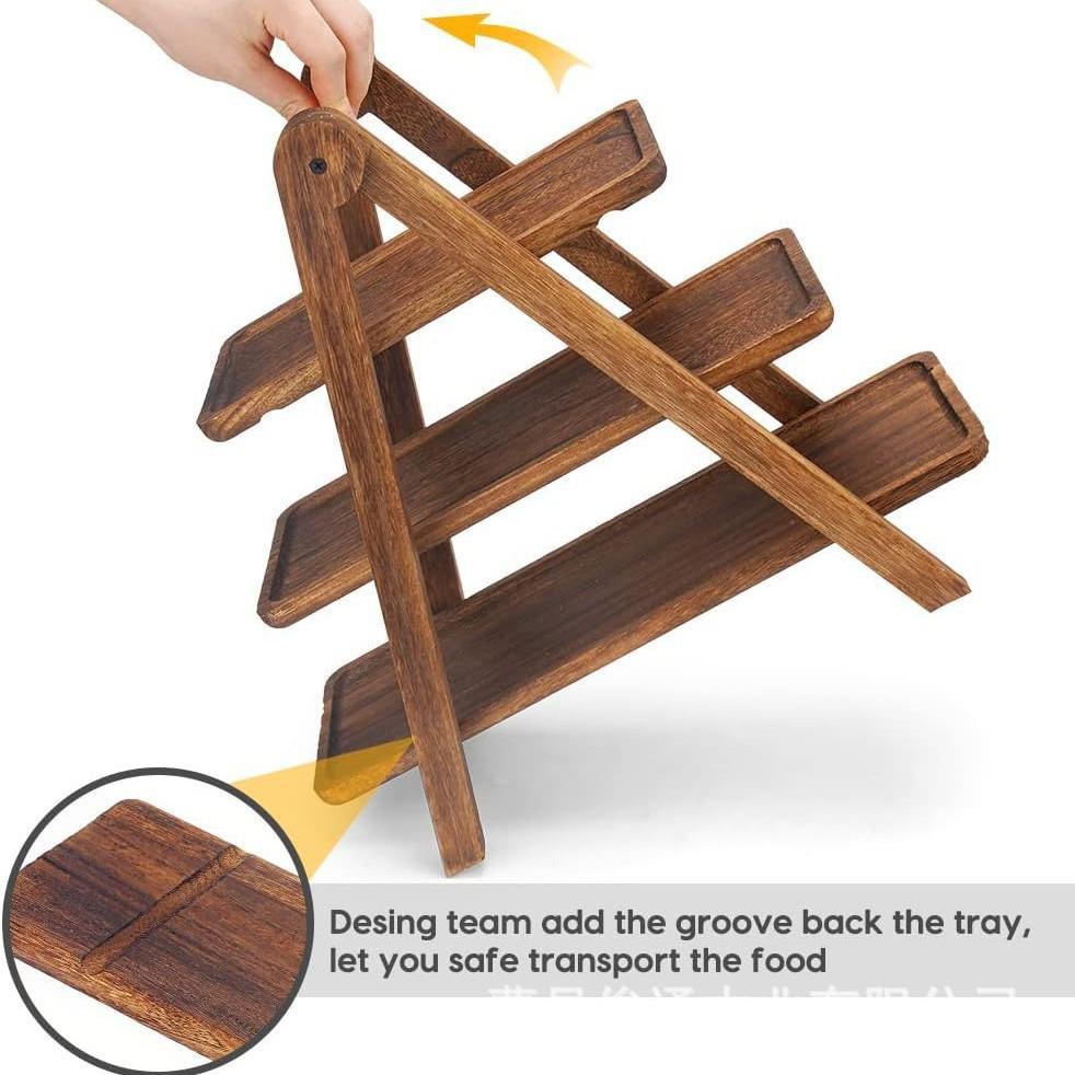 Portable Outdoor Multi-layer Wooden Storage Rack for Food & Snacks