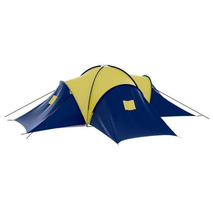 VidaXL Tente de camping 9 personnes Bleu et Jaune