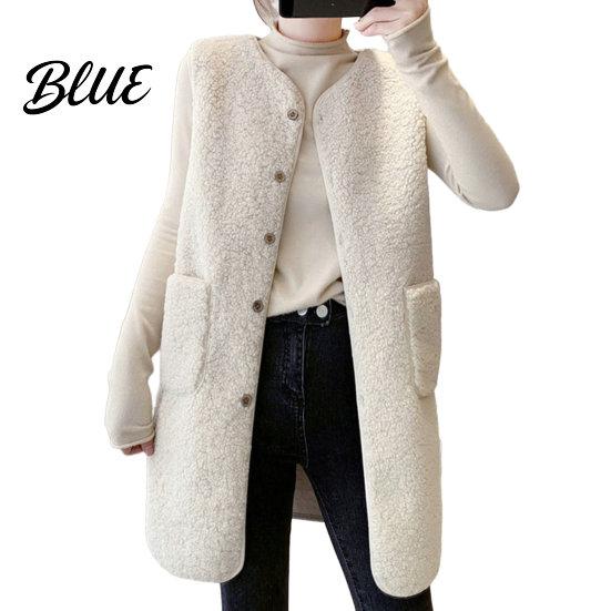 Women Polyester Vest Lady Jacket V-Neck Button Sleeveless Coat Stylish Casual Beautiful Closure with Pocket