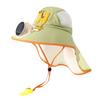 Kids Sun Cap with Built-in Solar Fan, Wide Brim Sun Protection Cooling Hat, Breathable Mesh Fabric Summer Hat with Cartoon Pattern, Shawl Design