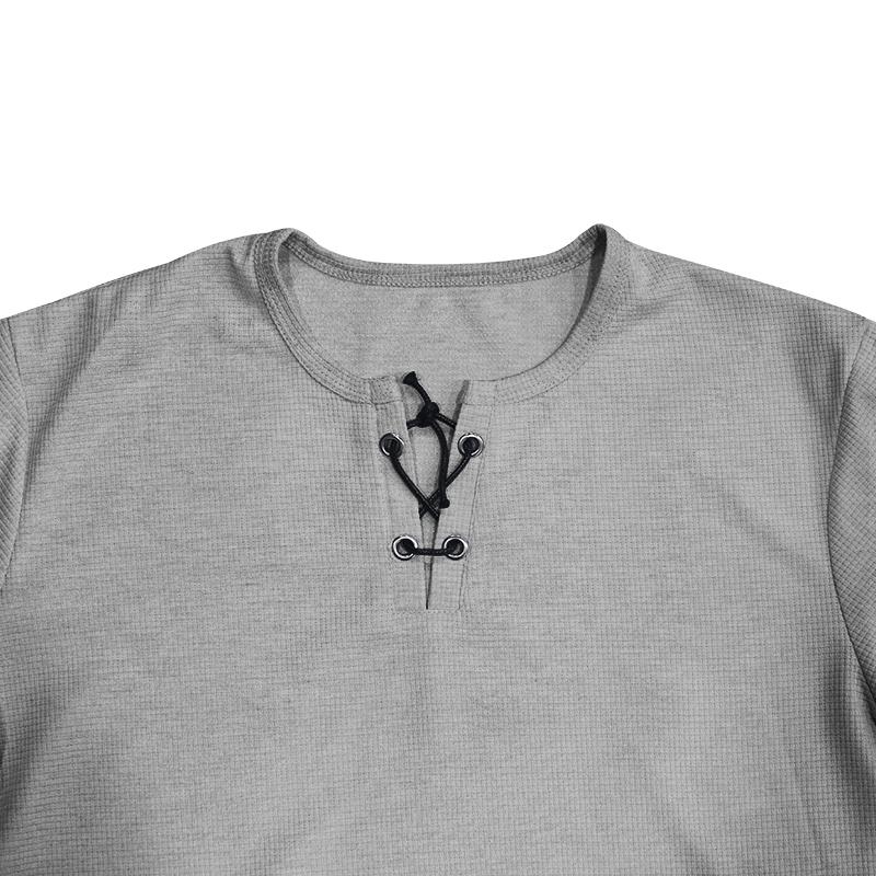 Sommer grenzüberschreitende Athleisure-Mode schlank atmungsaktiv Herren Kurzarm T-Shirt Europäisches und amerikanisches Herren Bindeband Henley-Shirt