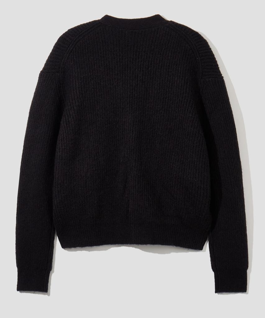 AGOD Hairy Ribbed Knit Cardigan [Black]