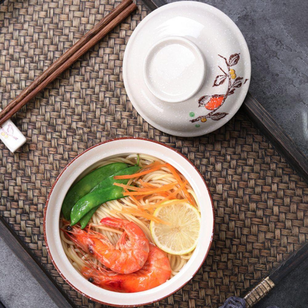 With Lid Japanese Style Ceramic Ramen Bowl 750 Ml Instant Noodle Bowl Household Soup Bowls  Home