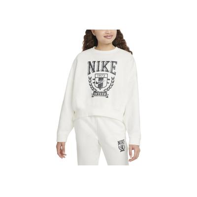 Nike Sportiniai drabužiai Raidė Skaičius Apvalus kaklas Laisvalaikio ilgomis rankovėmis džemperis Vaikams džemperis Baltas FZ4722-133
