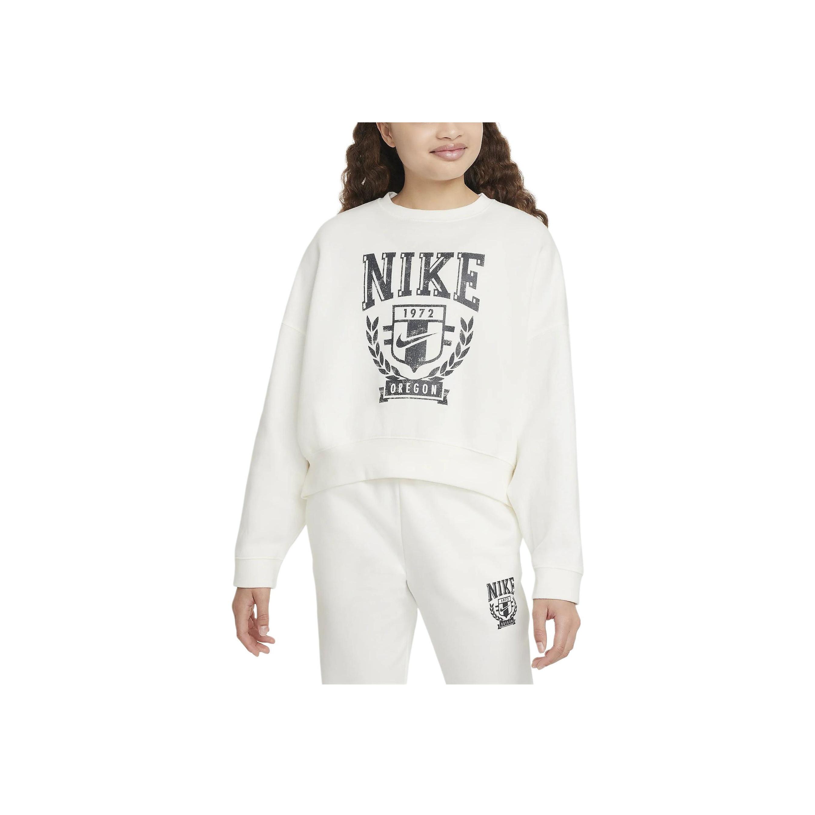 

Nike Sportswear Letter Number Crew Neck Casual Long Sleeve Sweatshirt Kids sweatshirt White FZ4722-133 M