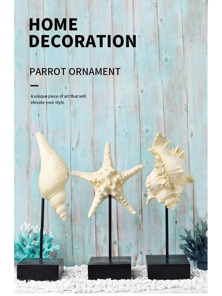 Ocean-Themed Mediterranean Decorations: Starfish, Seahorse, and Conch for Living Room or Restaurant