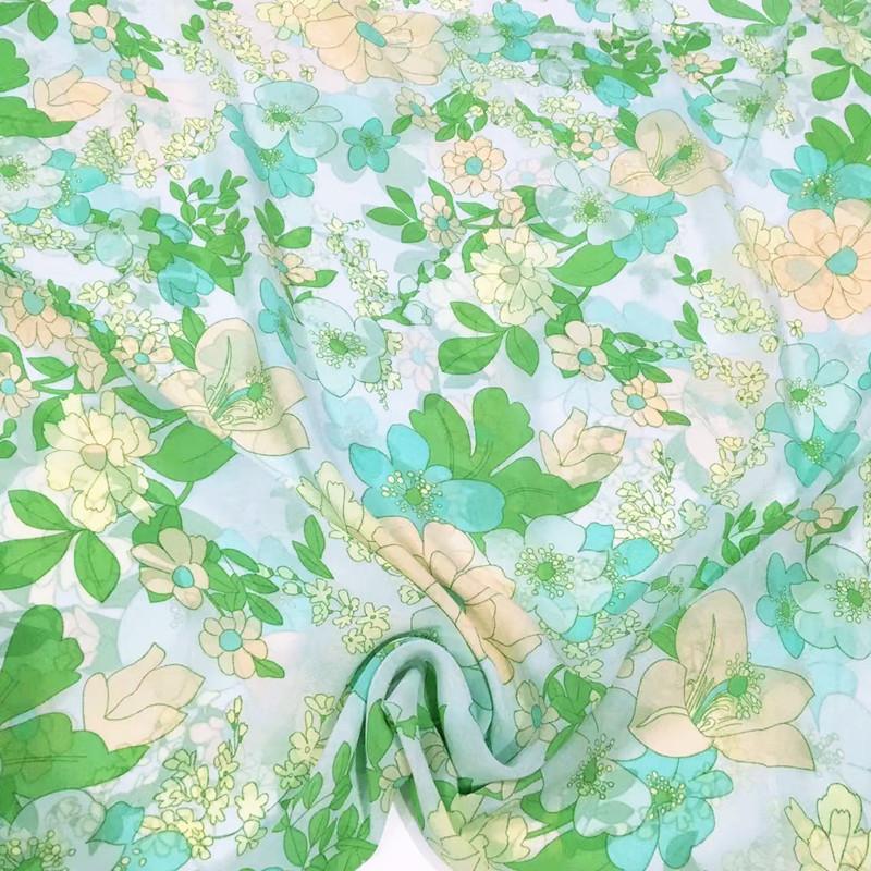 100x150cm Micro-transparent Floral Pearl Chiffon Fabric for Clothes Dress Shirt Diy Sewing Flower Printed Cloth Soft