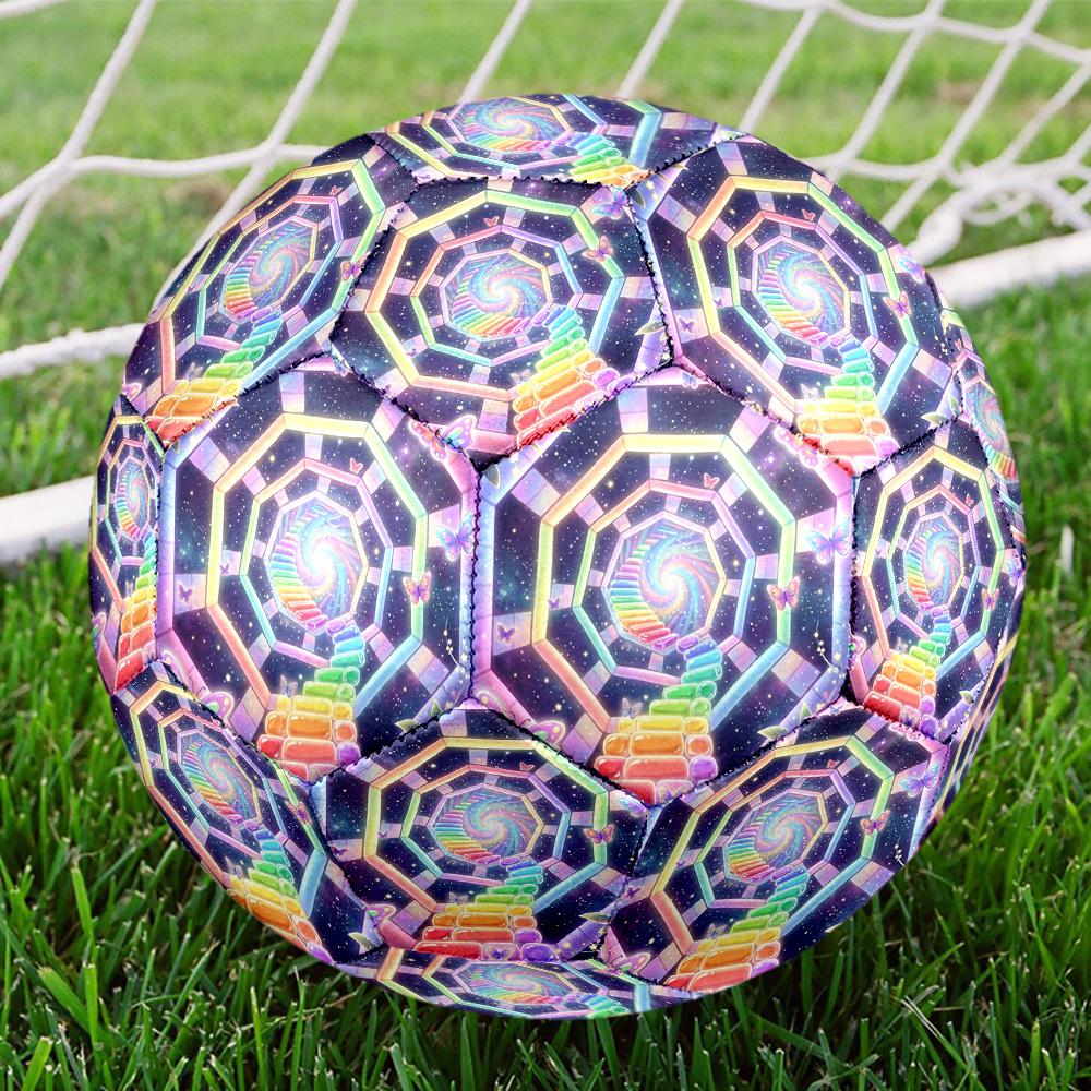 1pc Rainbow Butterfly Tunnel Themed Soccer Ball, Size 5, Lightweight PVC Material, Outdoor Training Soccer Ball Gift. q62242