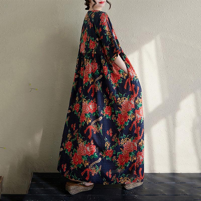 Xitao Pleated Print Flower Dress ZMY1125