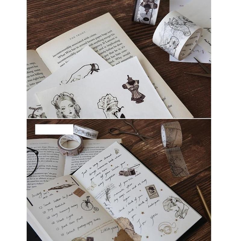 15/30 / 40mm * 7m Vintage Gothic Age Washi Tape DIY Decorative Scrapbooking Sticker Planner Masking