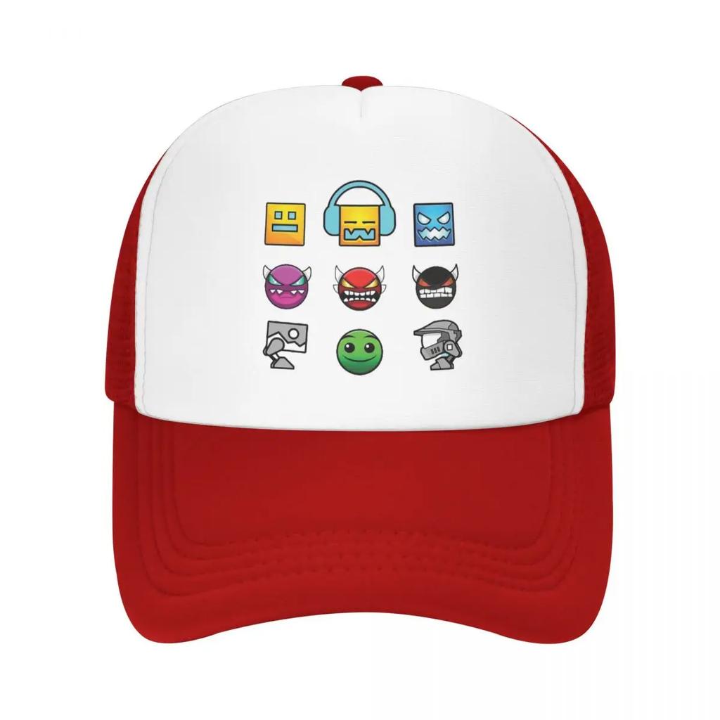 Geometry Dash Cap Fashion Casual Mesh Baseball Caps Adjustable Hat Hip Hop Summer Unisex Baseball Hats Polychromatic