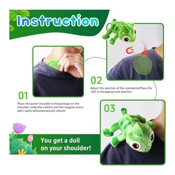 Chameleon Plush Toy Lizard Stuffed Animal Magnetic Toy Girls Kids Shoulder Wear Clothing Accessory Magnet